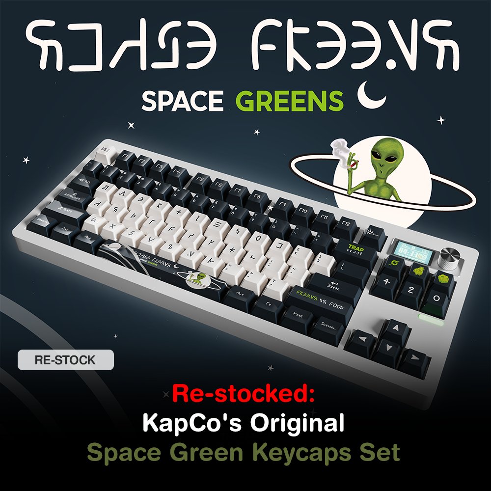 Re-stocked: KapCo's Original Space Green PBT Keycaps Set