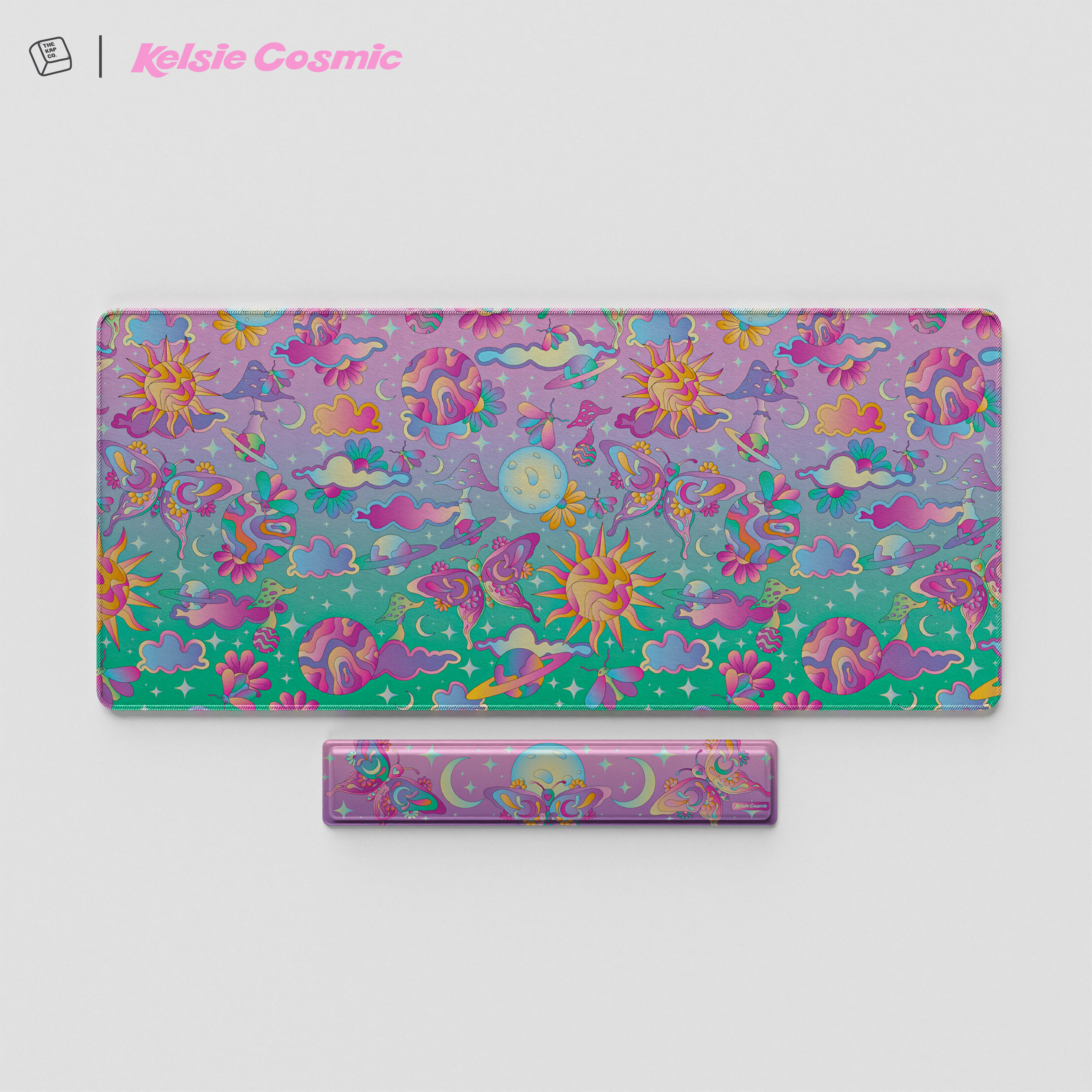 Thekapco x Kelsie Cosmic | Garden of Unearthly Delight Deskmat & Wristrest