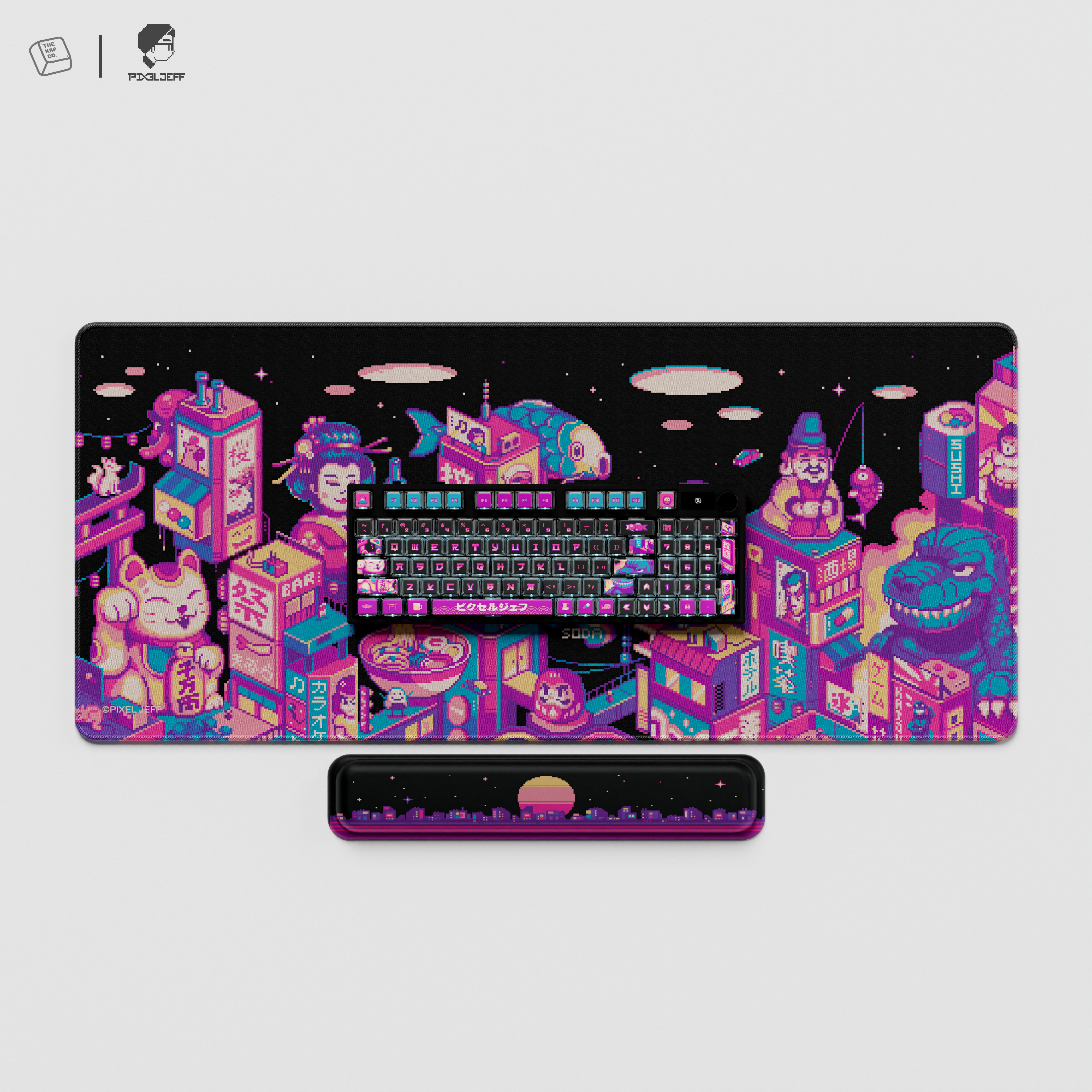 Neon Japan by Pixel Jeff | ASA Keycap, Deskmat & Wristrest – Thekapco