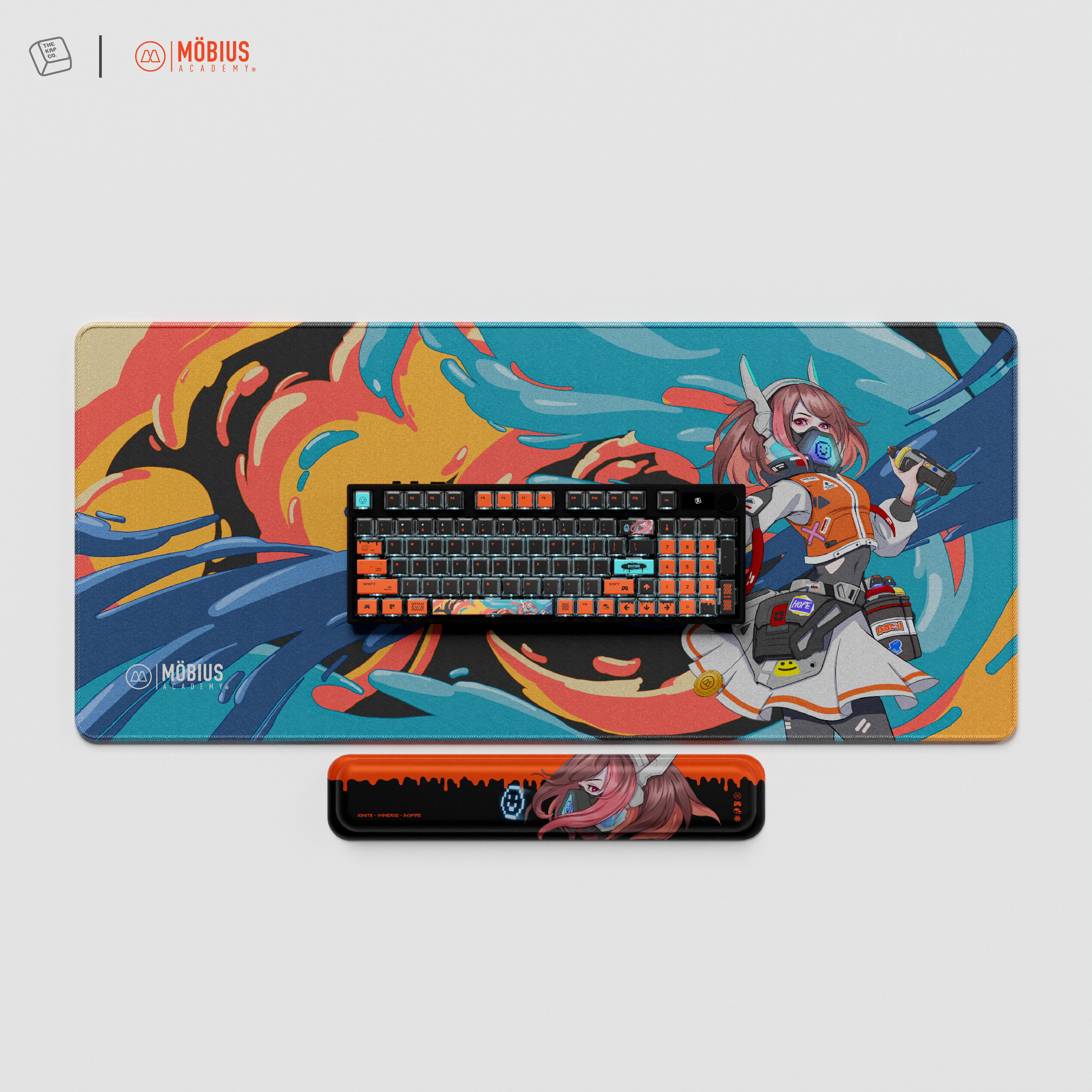Thekapco x Mobius Academy | 燃 Resurgence Deskmat / Wristrest