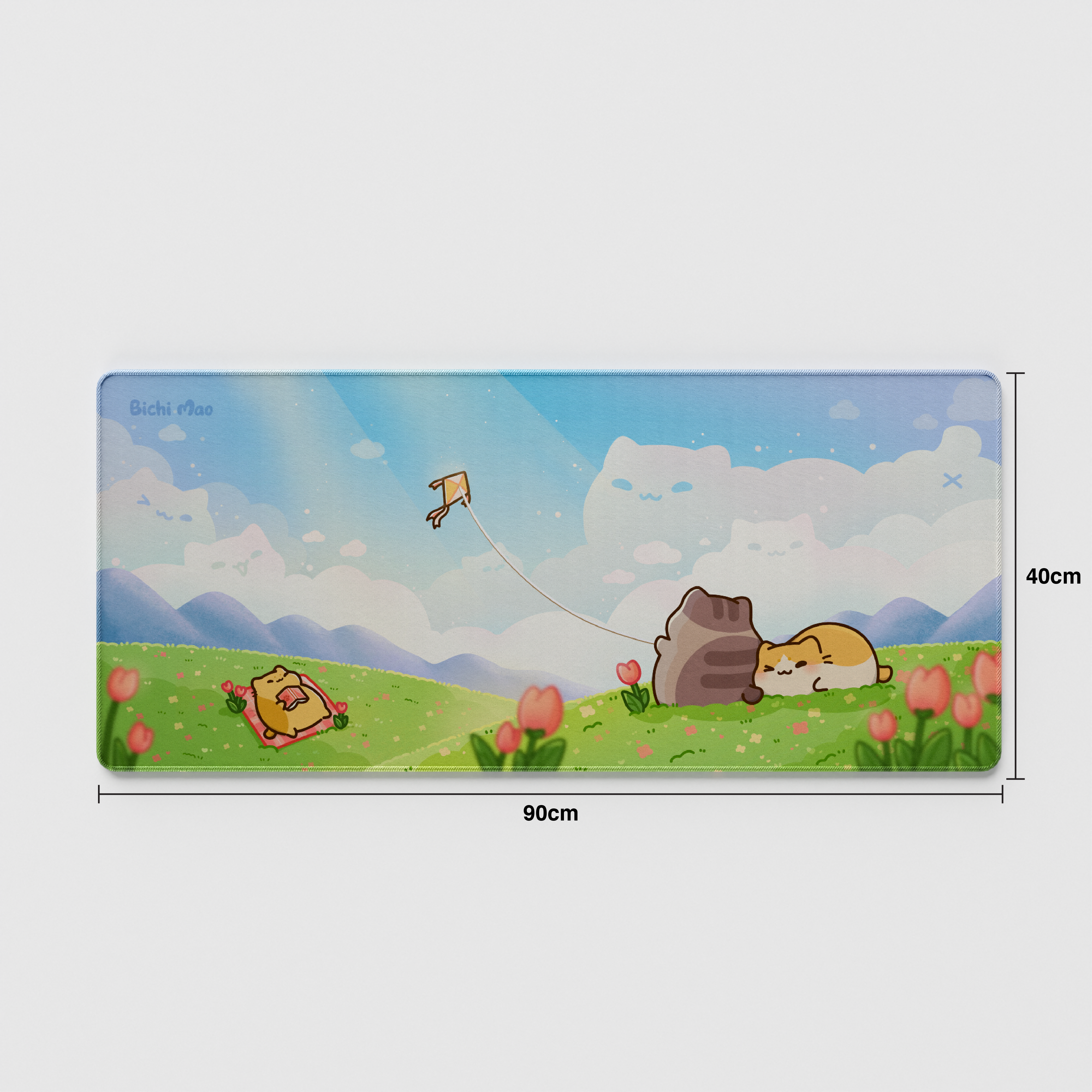 Thekapco x Bichi Mao | Unwind Blue Sky Cat Deskmat