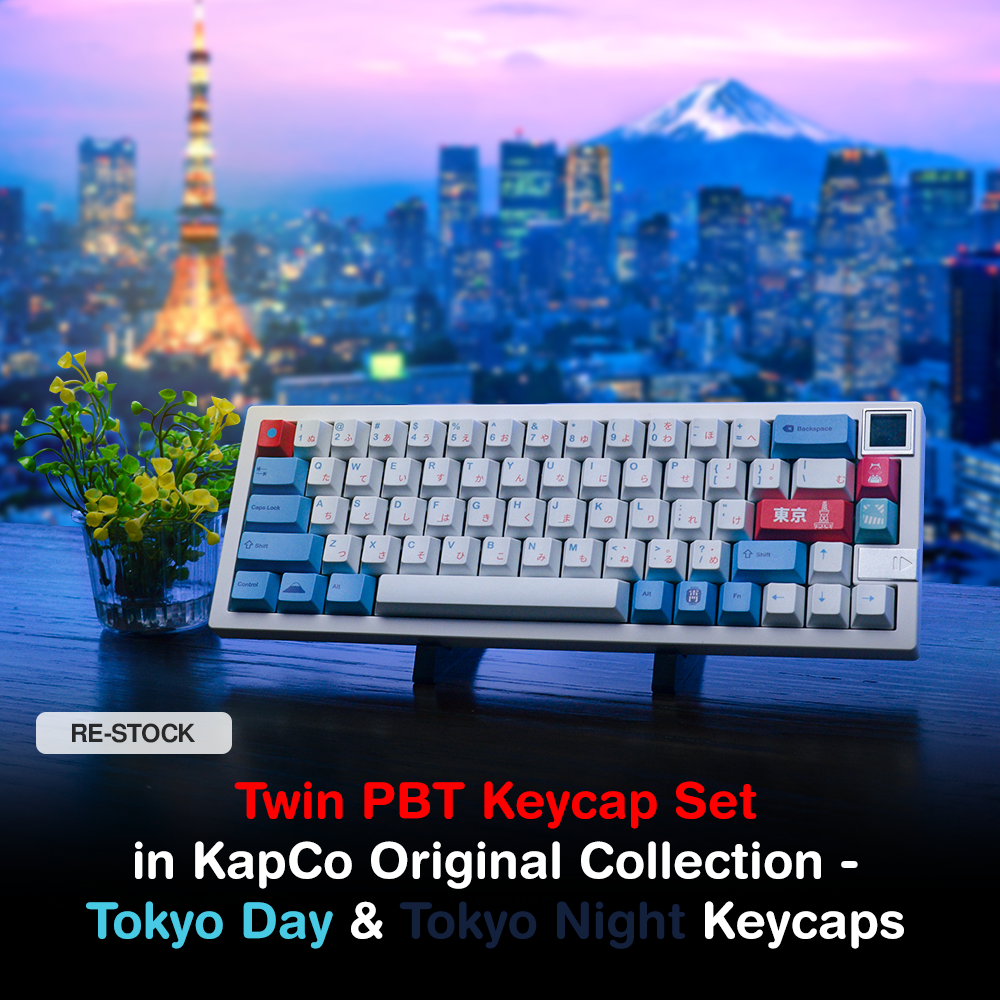 Twin PBT Keycap Set in KapCo Original Collection - Tokyo Day & Tokyo Night Keycaps