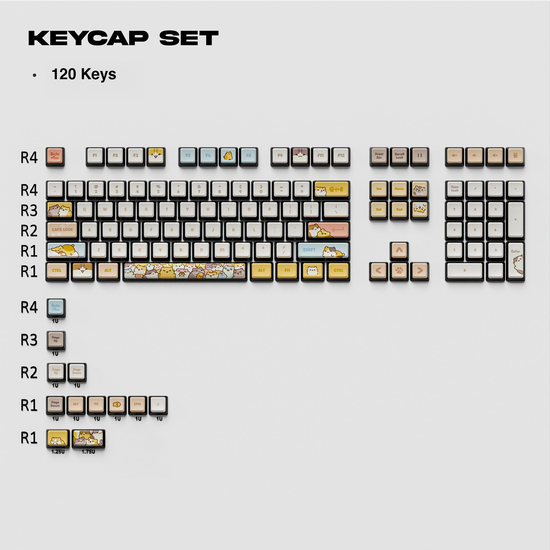 Thekapco x Bichi Mao | Kawaii Sleeping Cat Keycaps