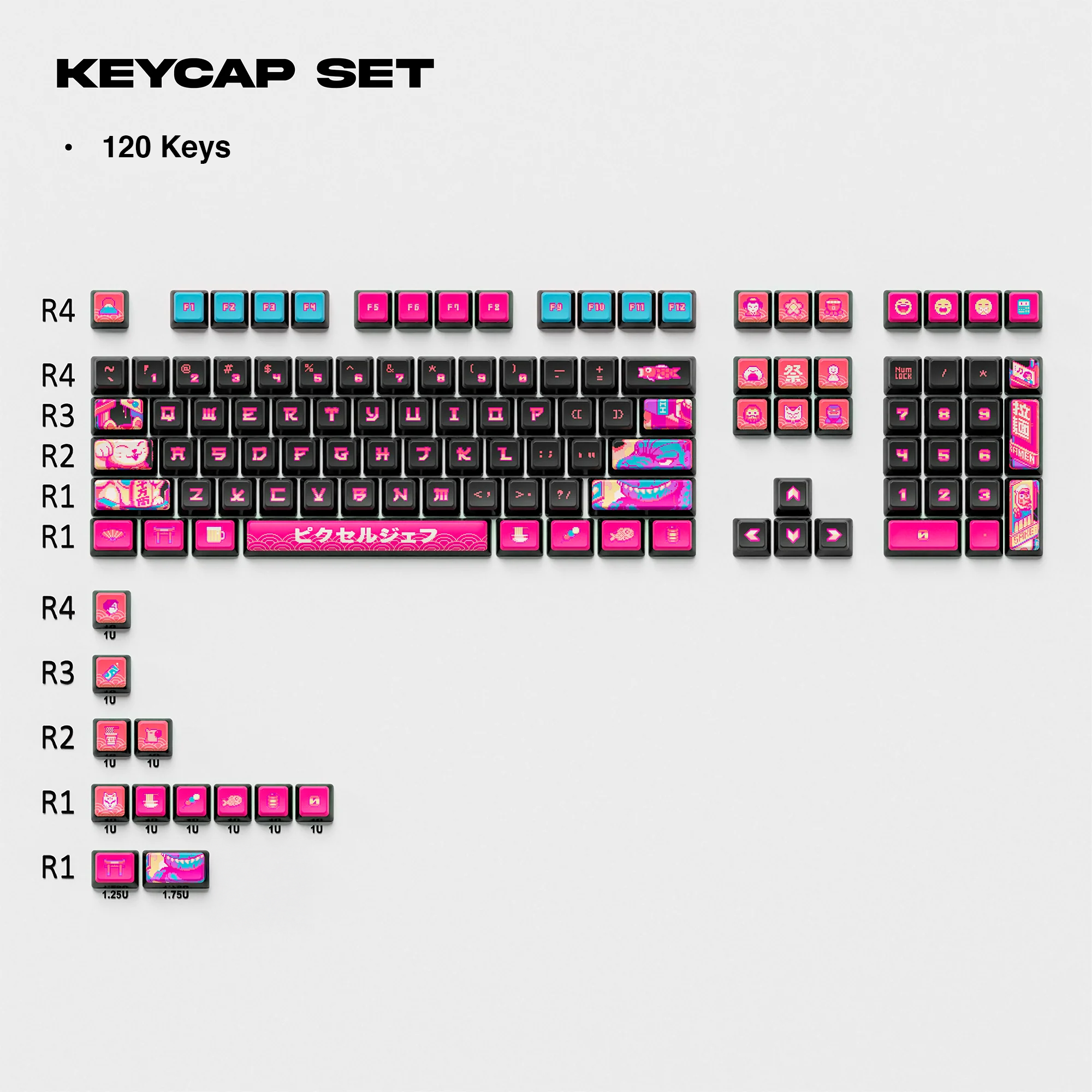 Thekapco x Pixel Jeff | Neon Japan Keycap Set