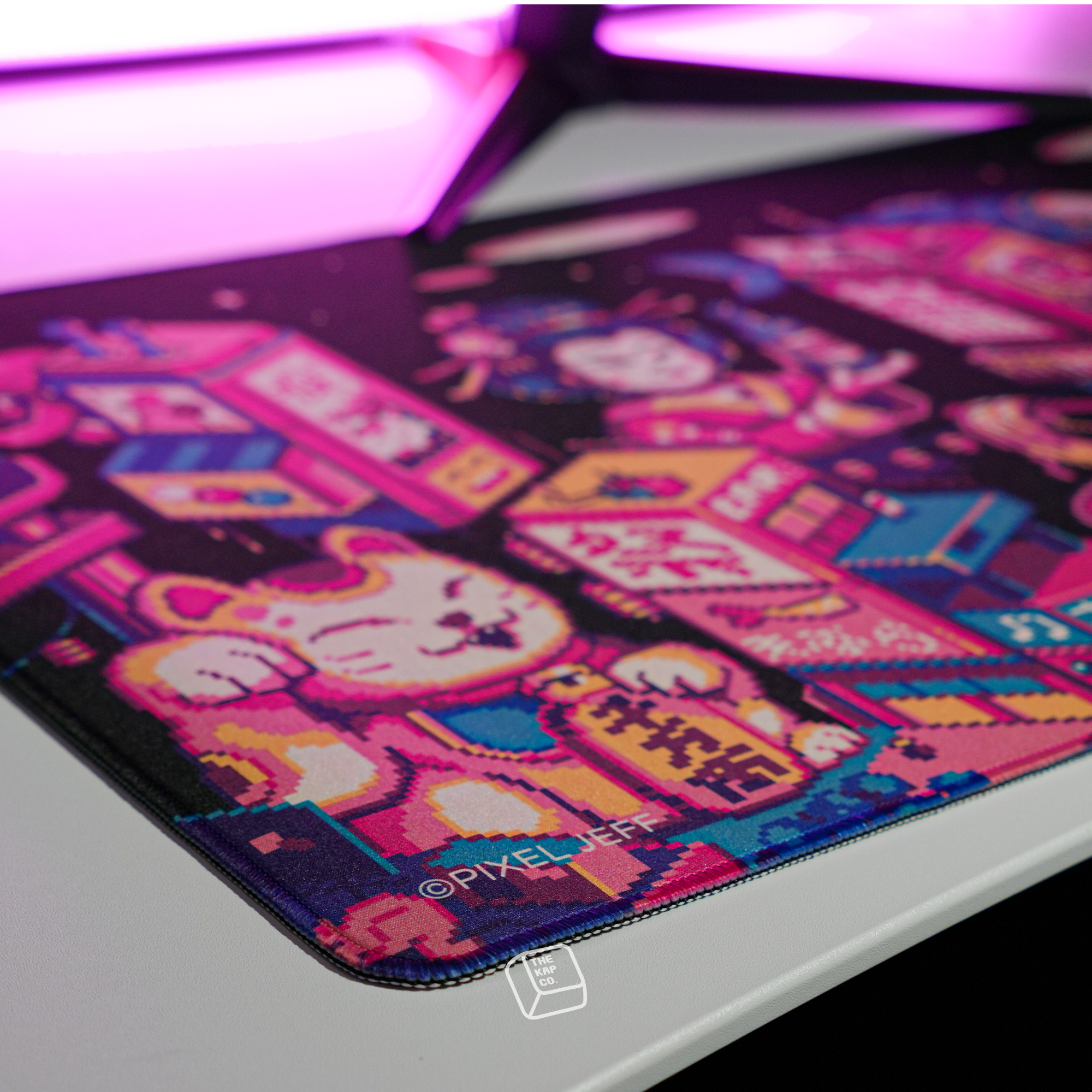 Thekapco x Pixel Jeff | Neon Japan Deskmat & Wristrest