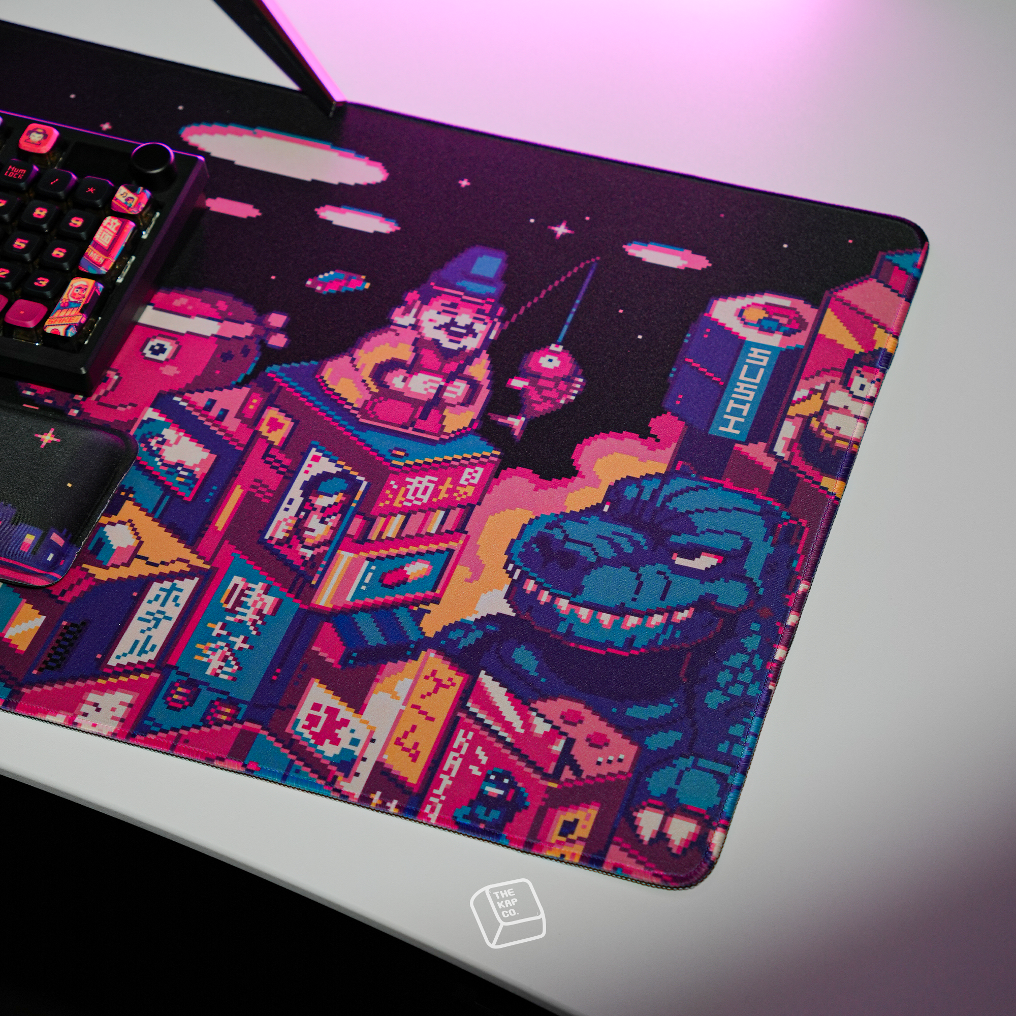 Thekapco x Pixel Jeff | Neon Japan Deskmat & Wristrest