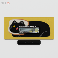 Thekapco x secondfloorneko | Black Catto Deskmat & Wristrest