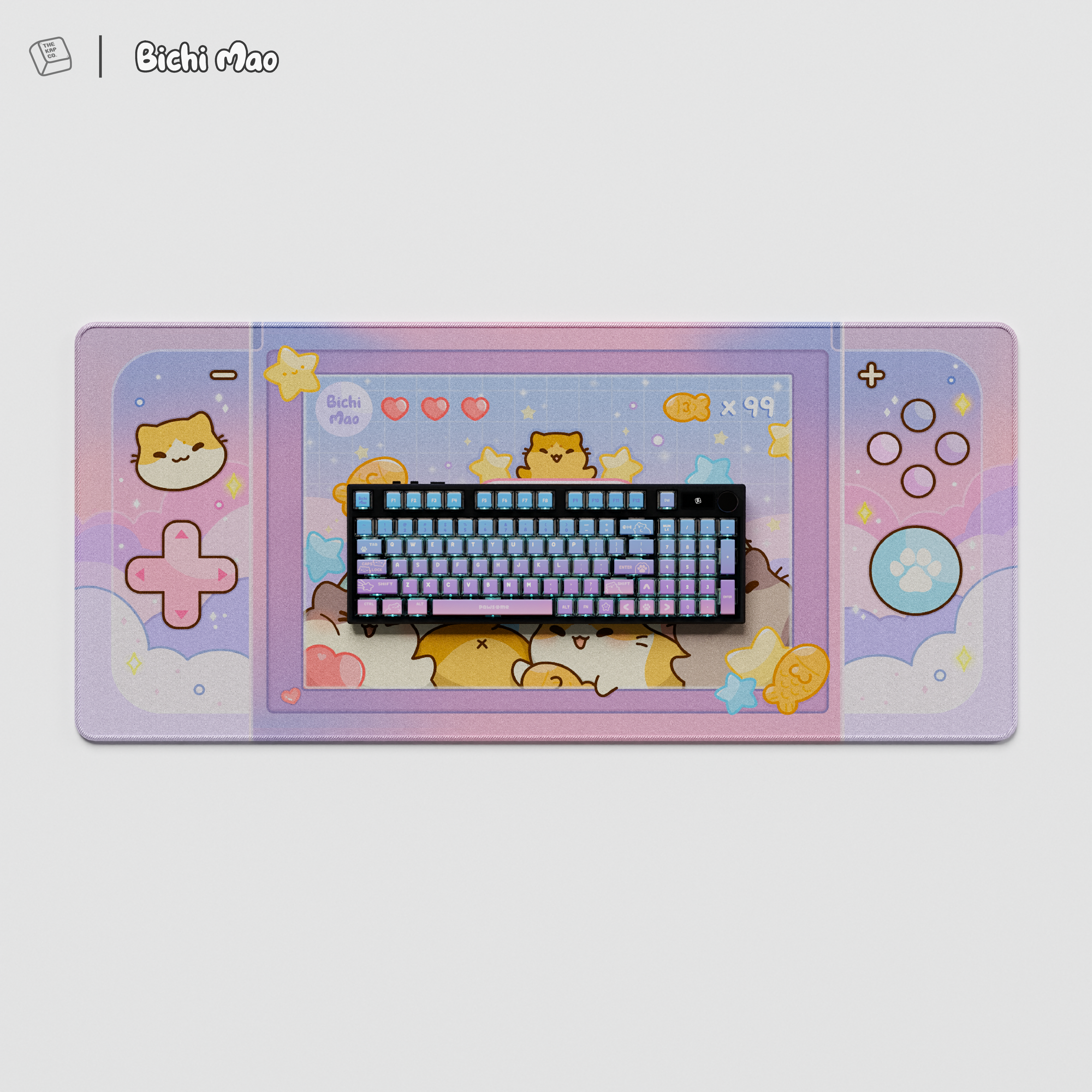 Thekapco x Bichi Mao | Gaming Nintendo Cat Deskmat