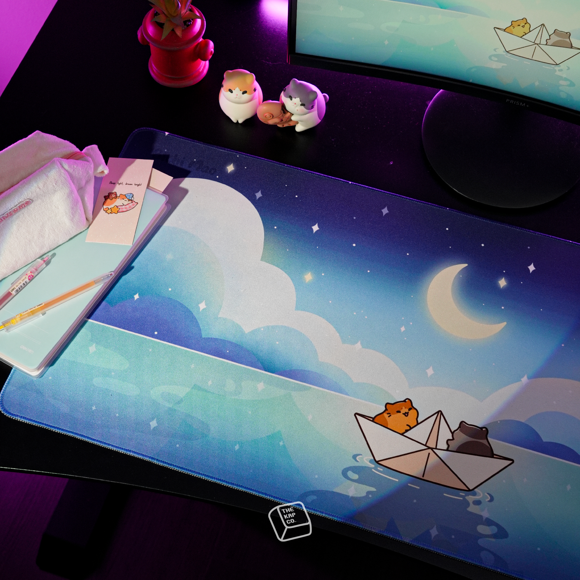 Thekapco x Bichi Mao | Moonlight Night Star Cat Deskmat