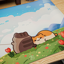 Thekapco x Bichi Mao | Unwind Blue Sky Cat Deskmat