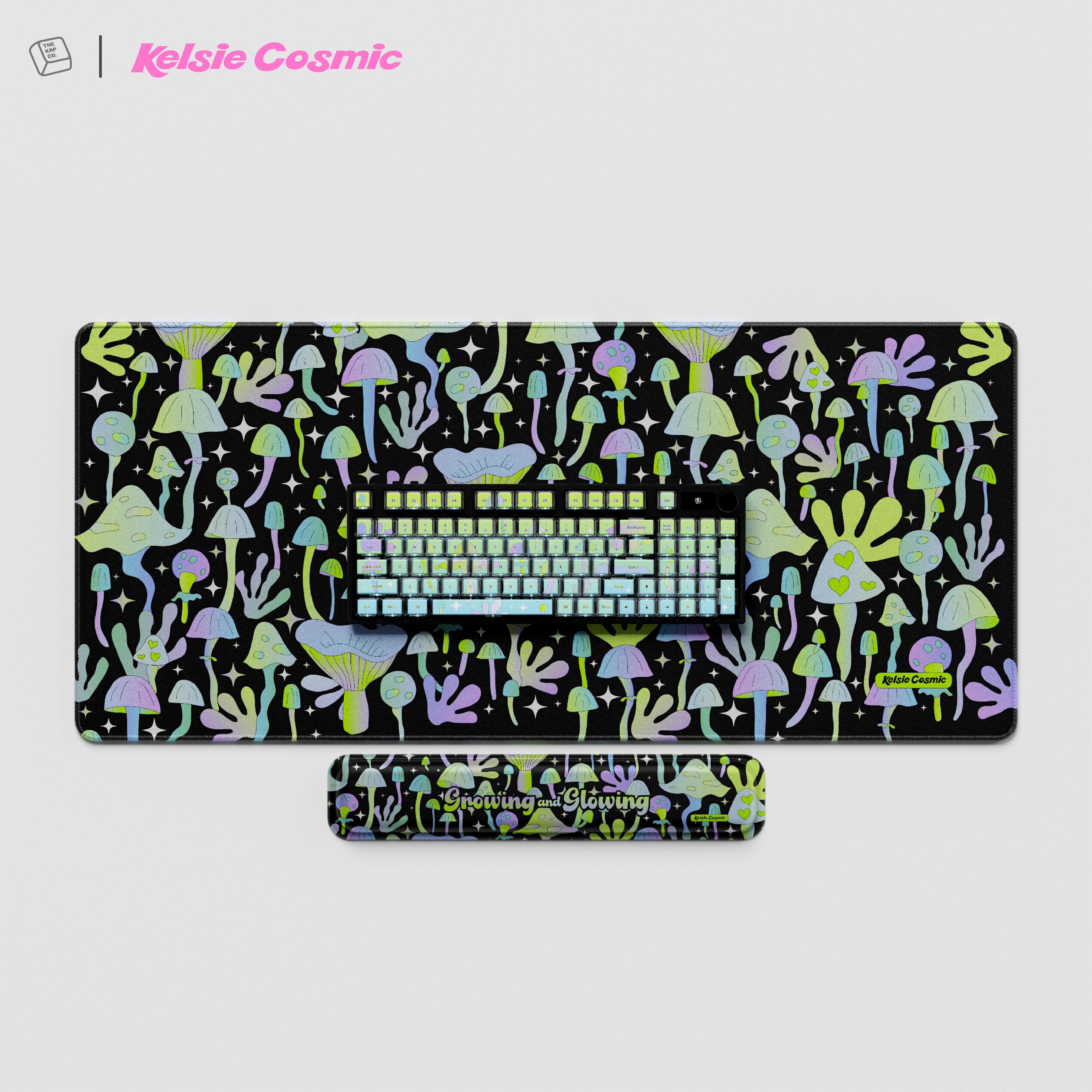 Thekapco x Kelsie Cosmic | Growing & Glowing Deskmat & Wristrest