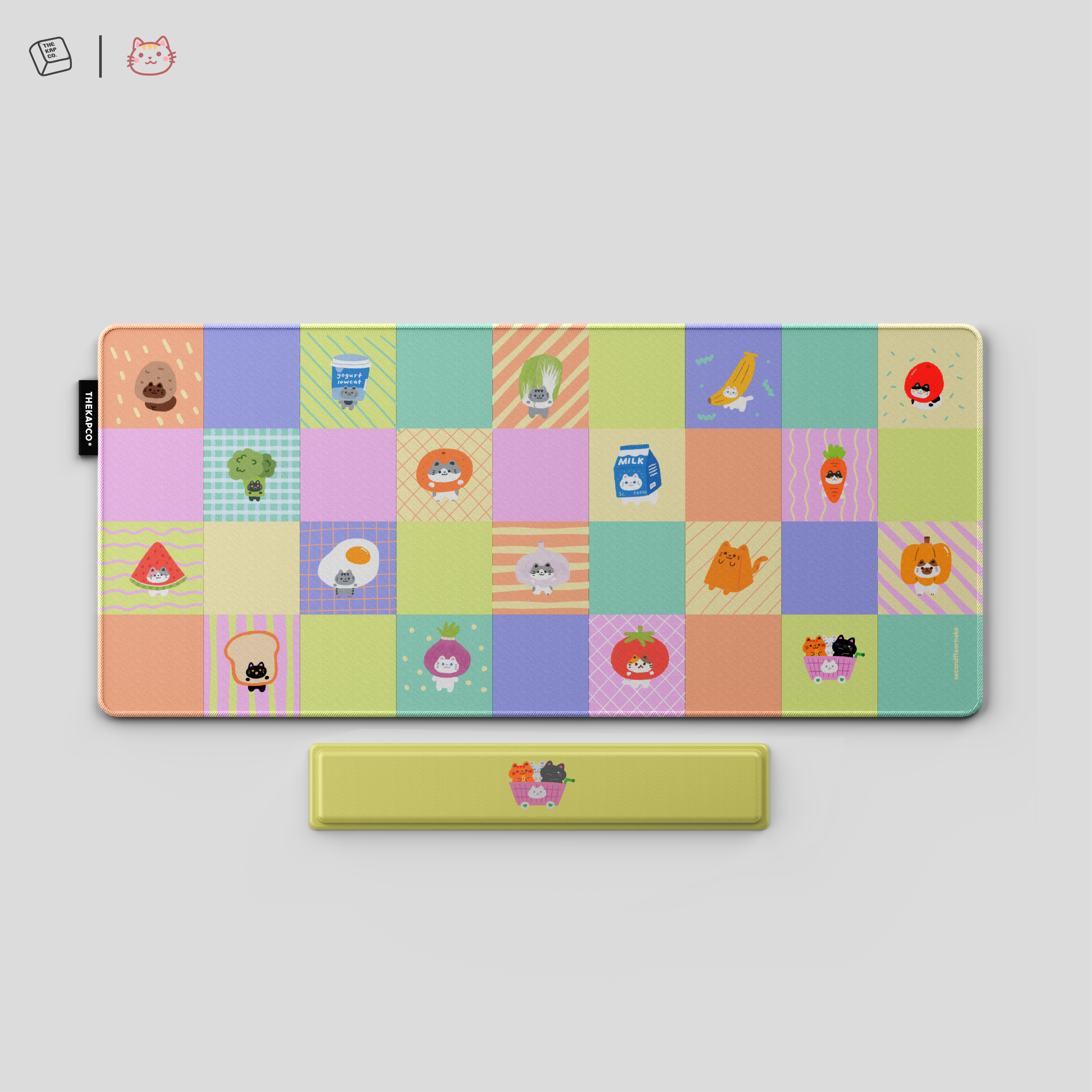 Thekapco x Secondfloorneko | Grocery Cat Deskmat & Wristrest