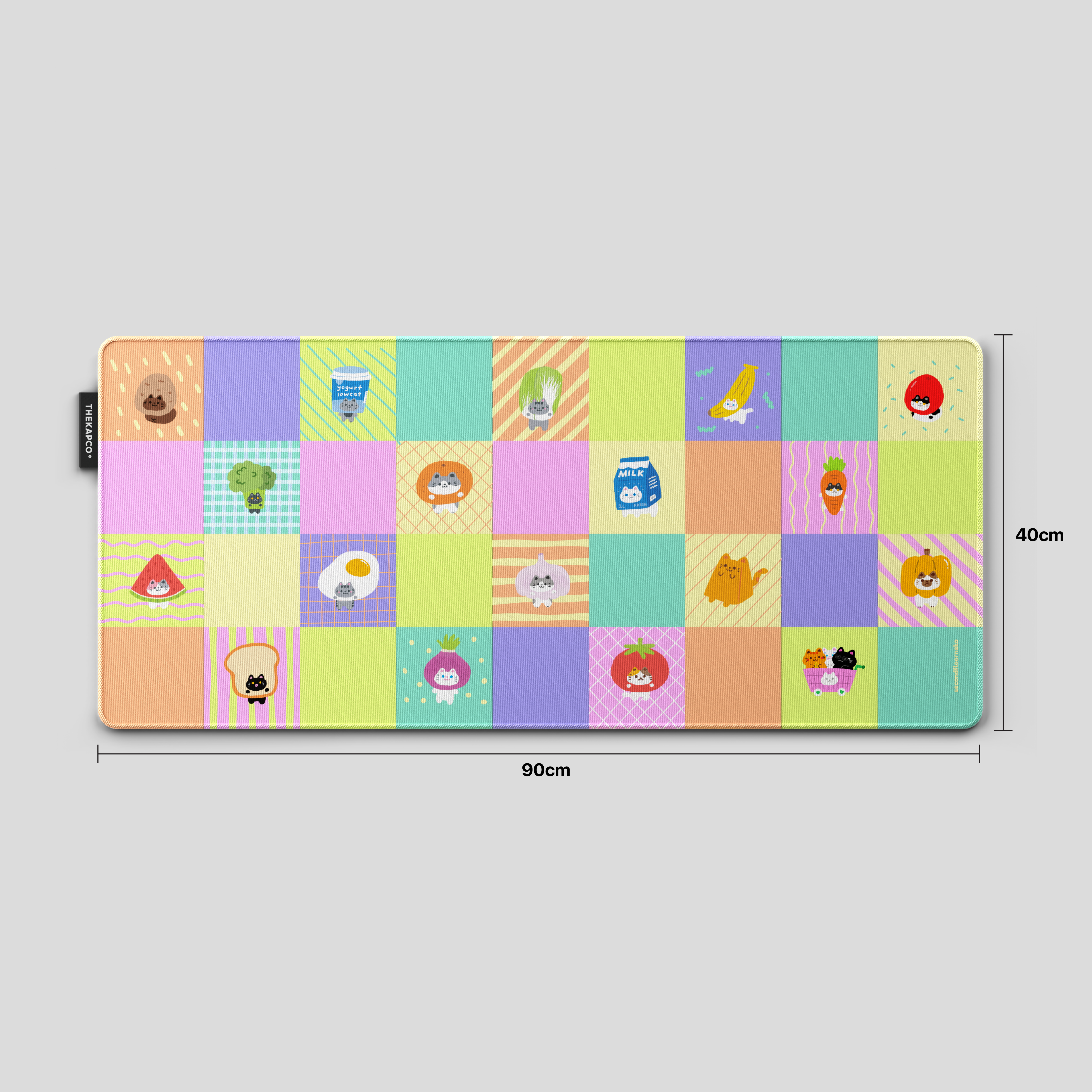 Thekapco x Secondfloorneko | Grocery Cat Deskmat & Wristrest
