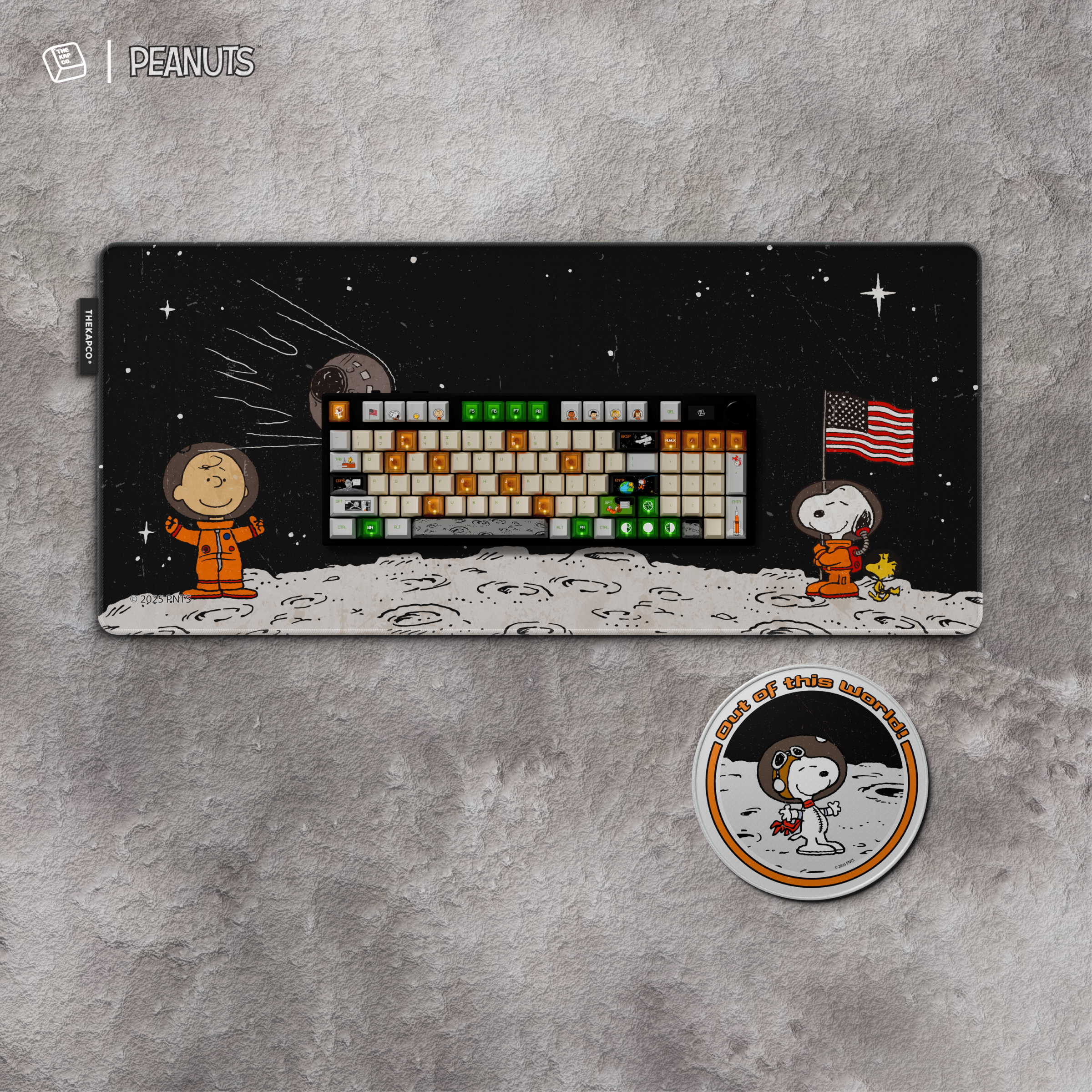 Thekapco x Peanuts | Vintage Astronaut Deskmat - Fly me to the moon