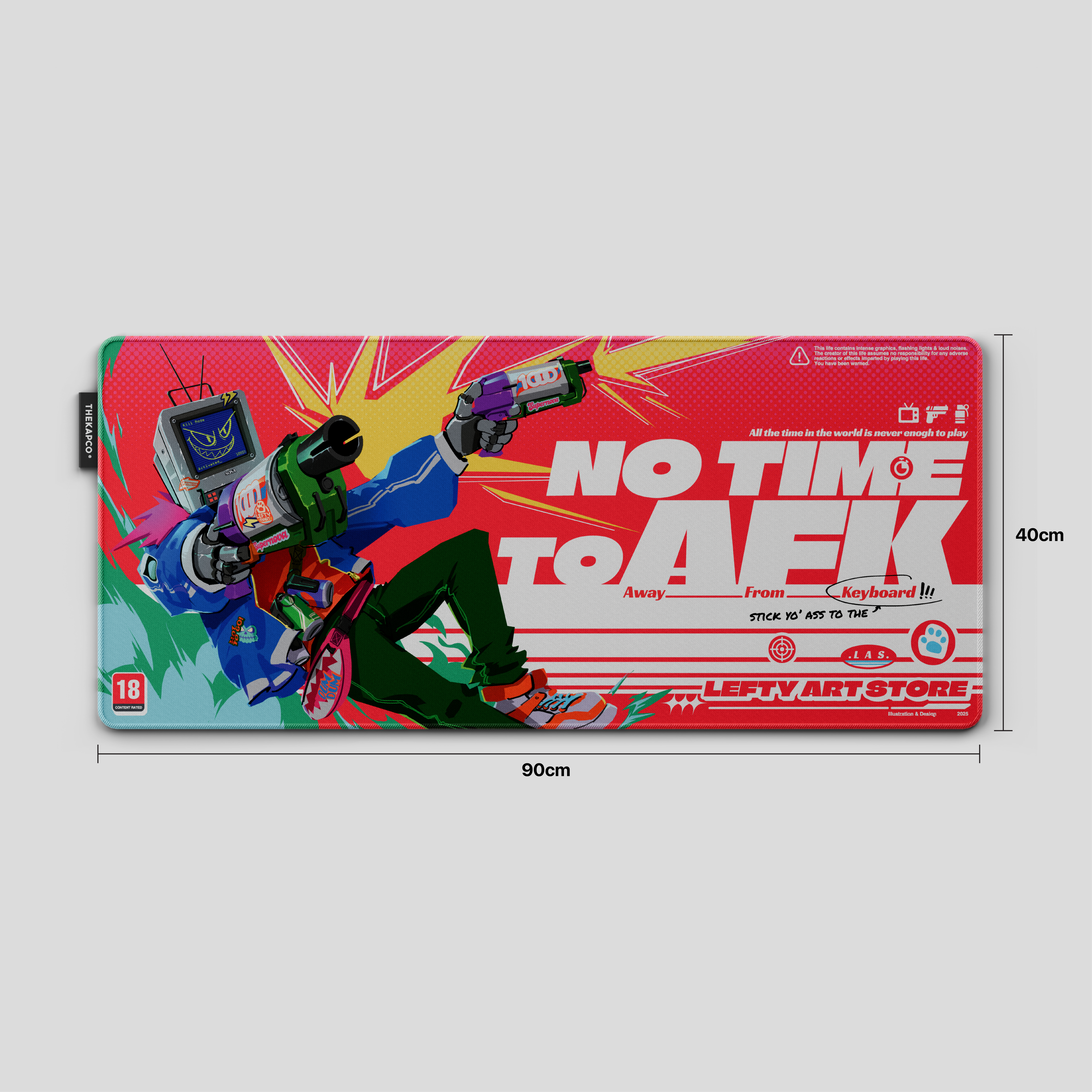 Thekapco x Lefty Art Store | No Time To AFK Deskmat & Wristrest