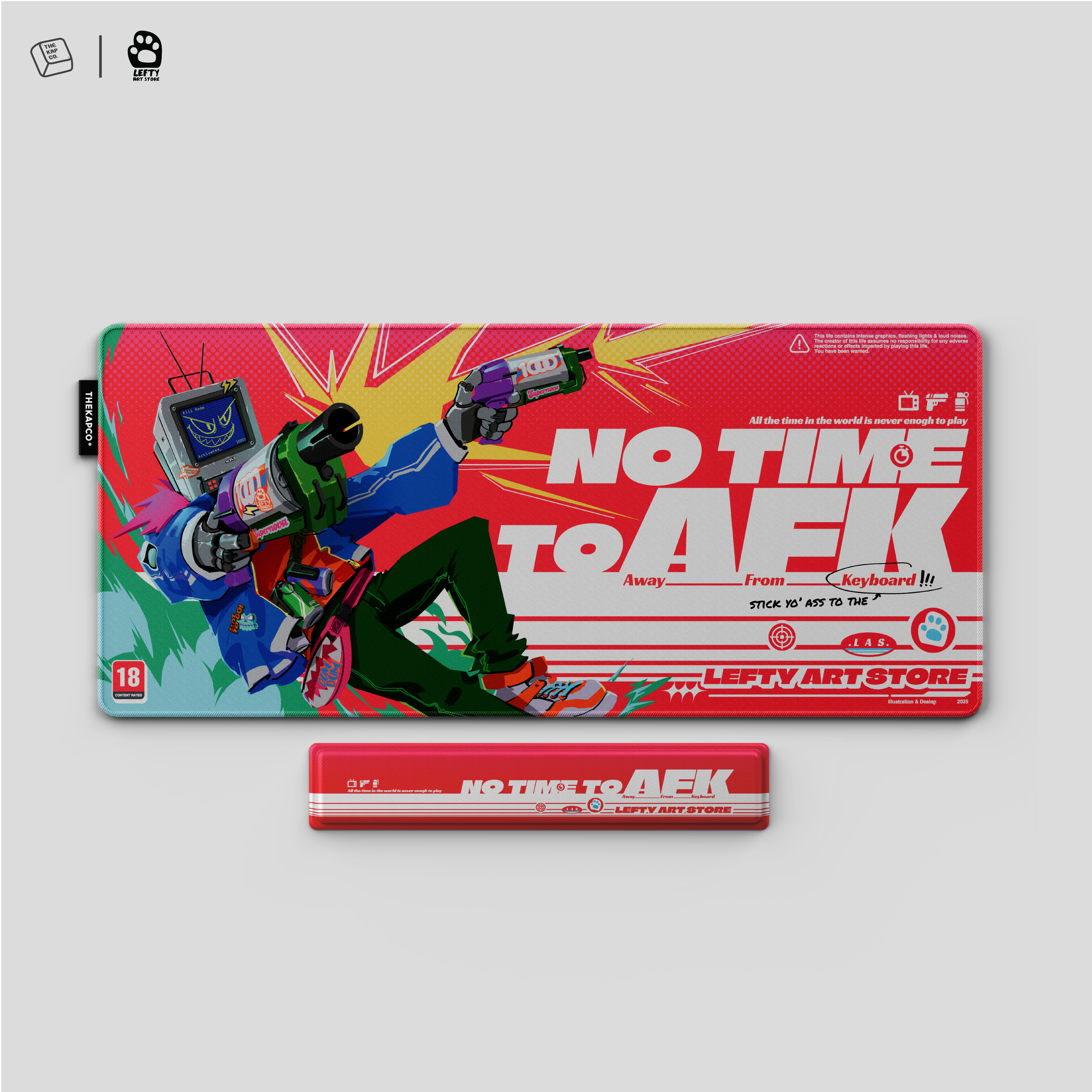 Thekapco x Lefty Art Store | No Time To AFK Deskmat & Wristrest