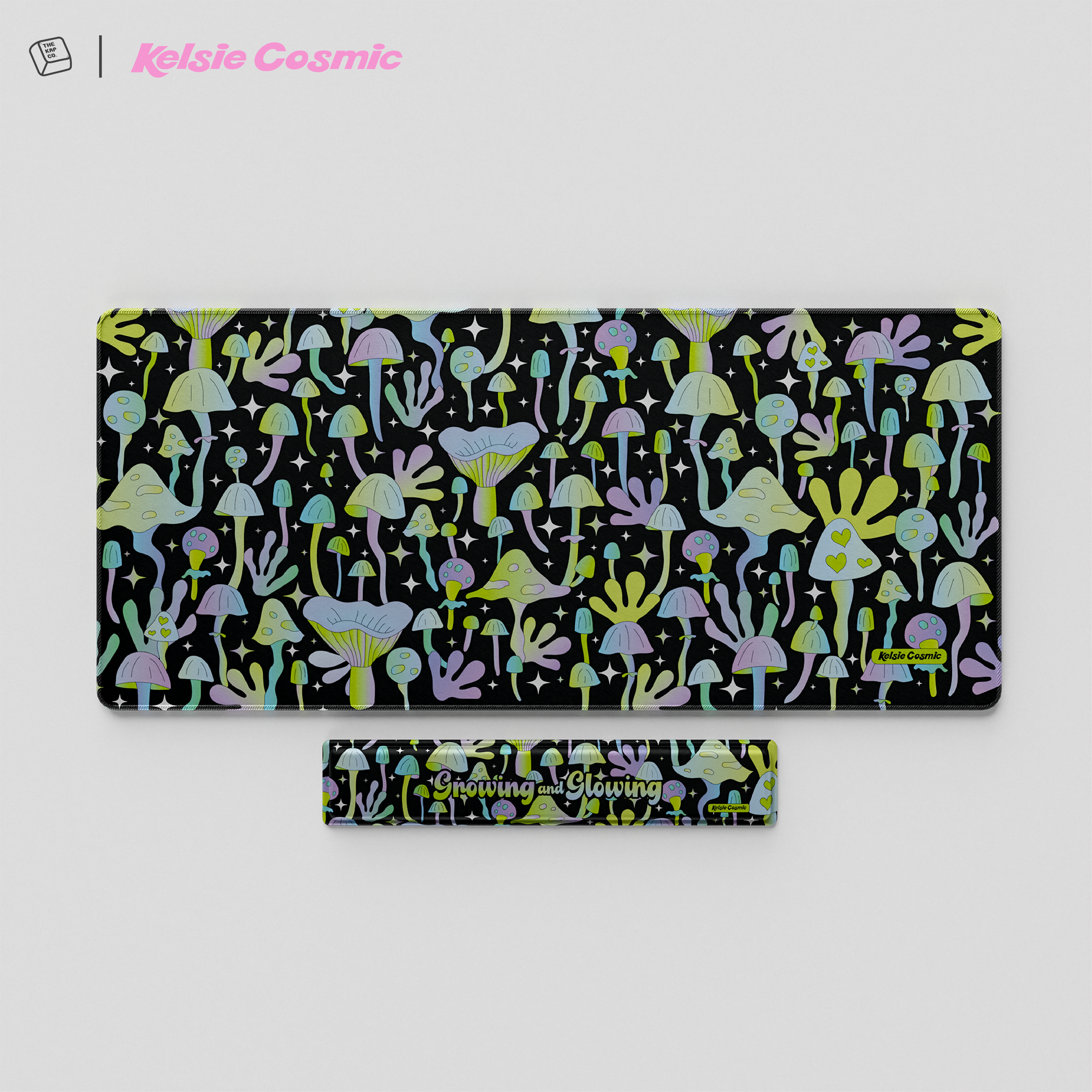 Thekapco x Kelsie Cosmic | Growing & Glowing Deskmat & Wristrest