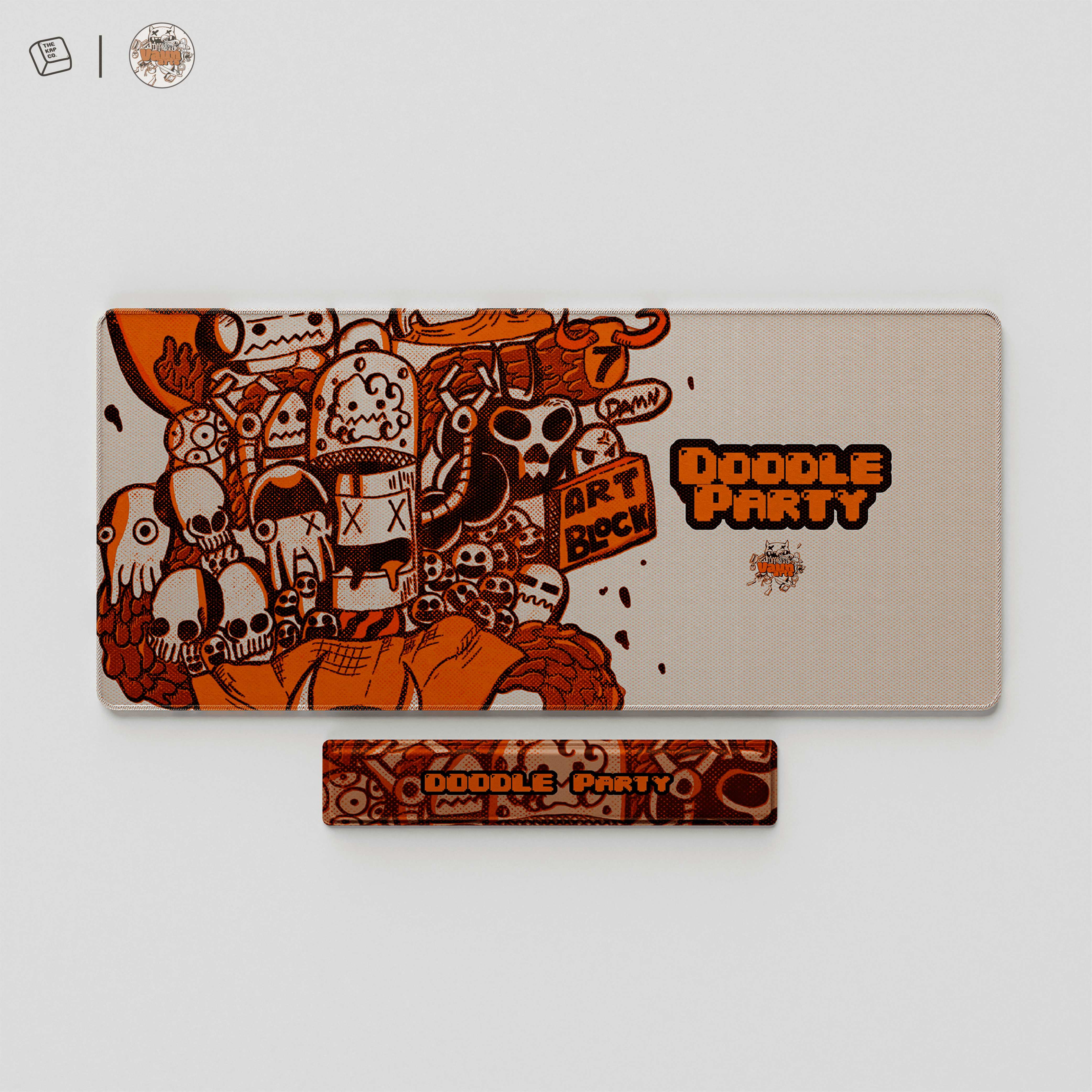 Thekapco x Vaunsarts | Doodle Party Deskmat / Wristrest