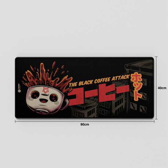 Thekapco x Ilustrata | Black Coffee Attack Deskmat / Wristrest