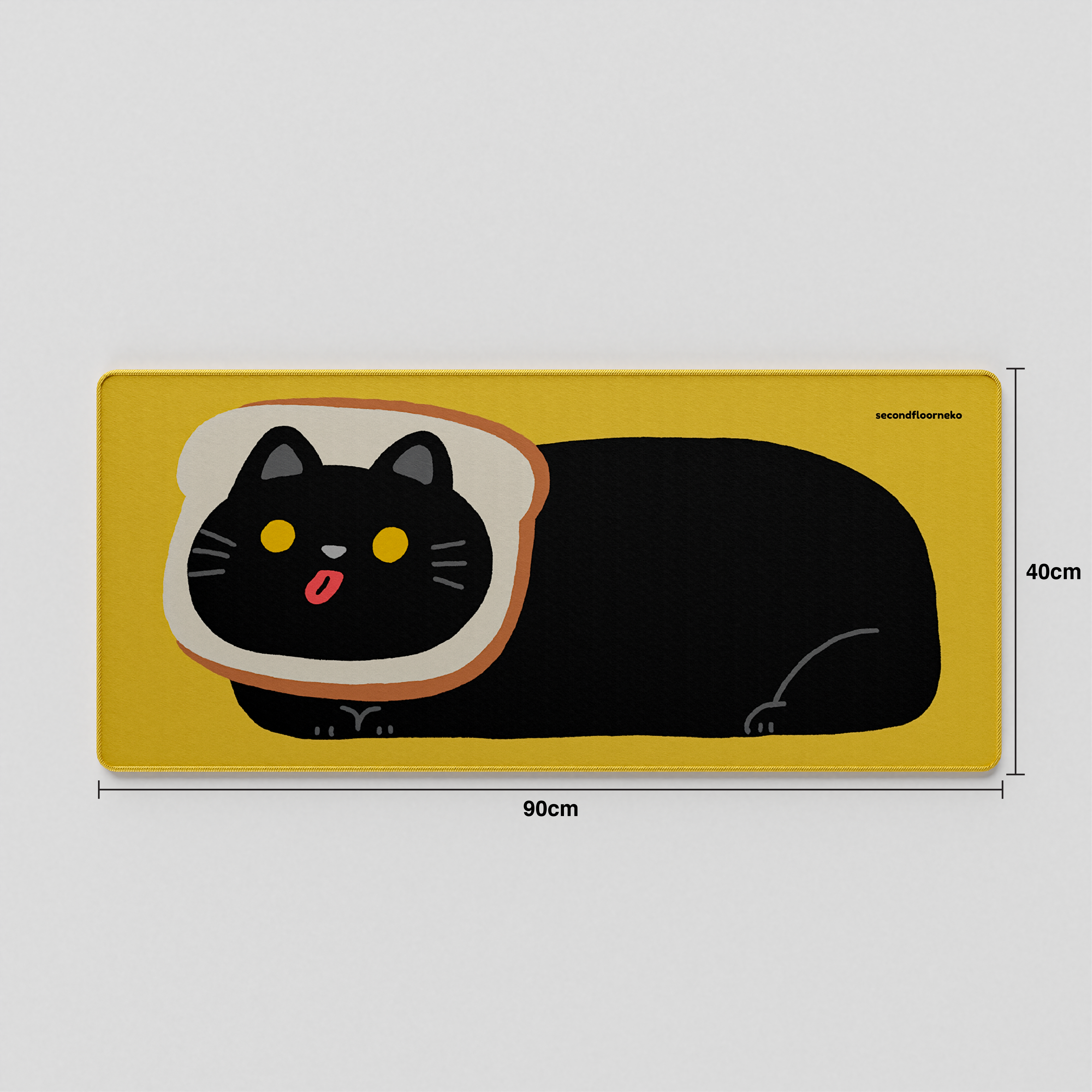 Thekapco x secondfloorneko | Black Catto Deskmat & Wristrest