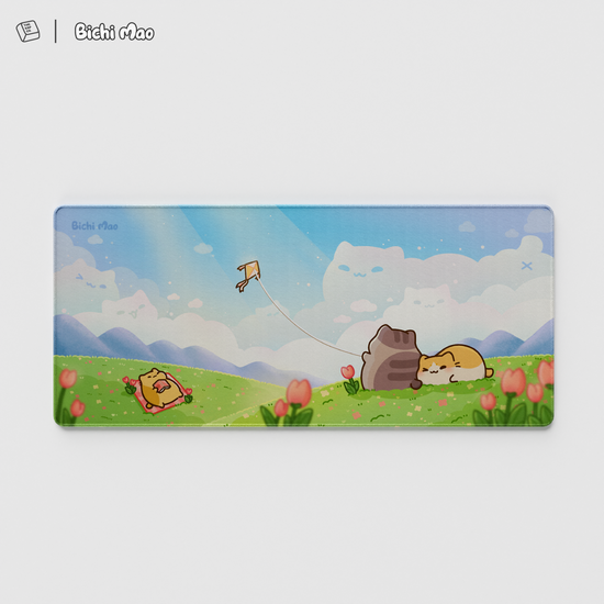 Thekapco x Bichi Mao | Unwind Blue Sky Cat Deskmat
