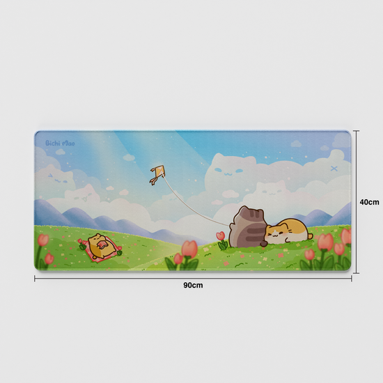 Thekapco x Bichi Mao | Unwind Blue Sky Cat Deskmat